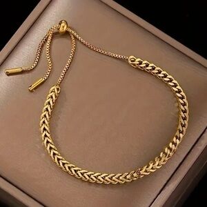 New Trendy 18K Gold Plated Stainless Steel Braided Bracelet, For Men & women